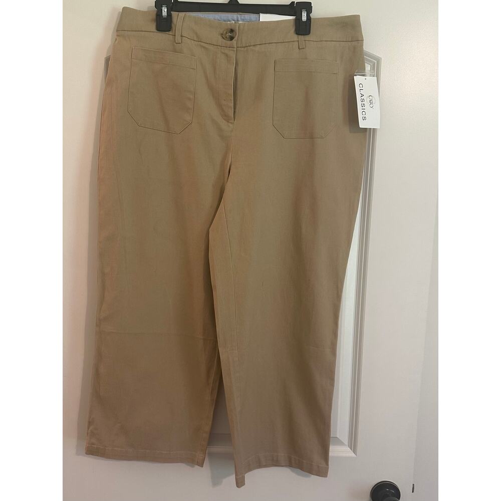 Cato 16W Khaki Wide Leg Crop Pants High Rise NWT